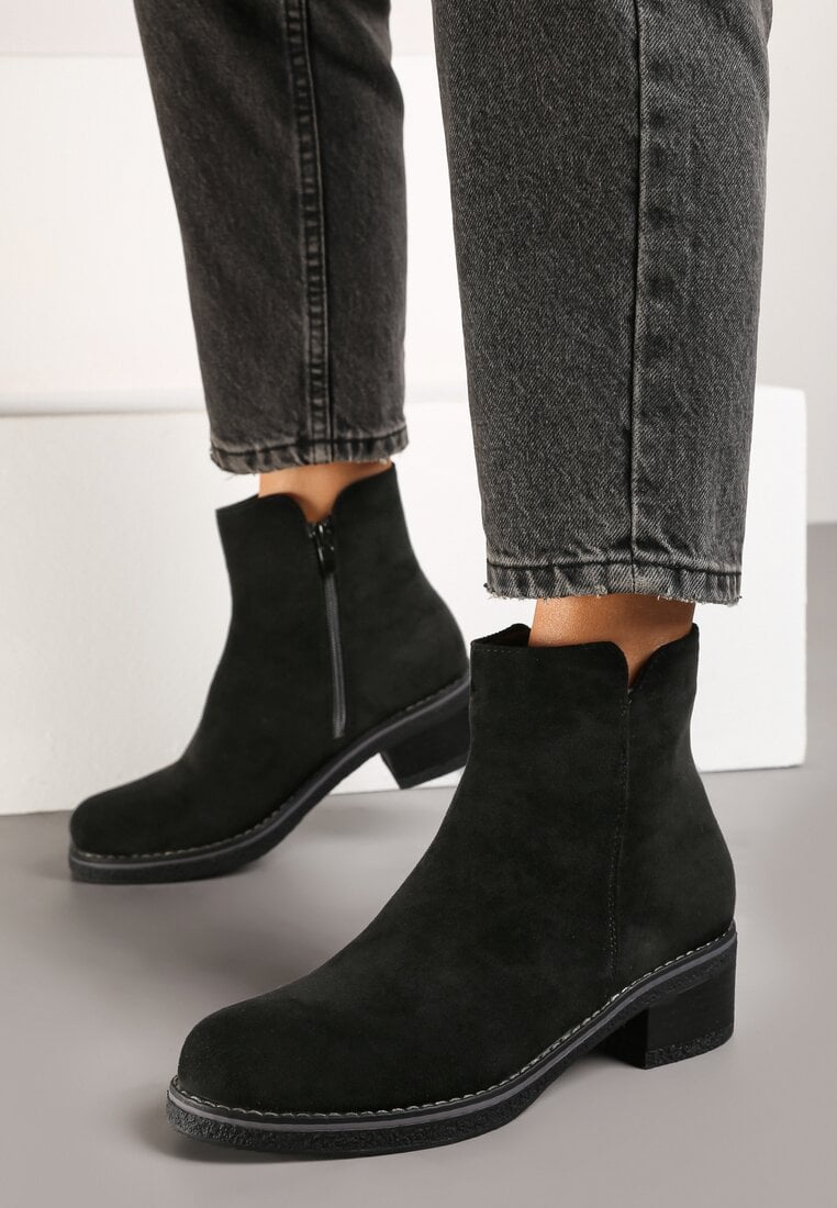 Botine Negre Căptușite Casual Reaniwen