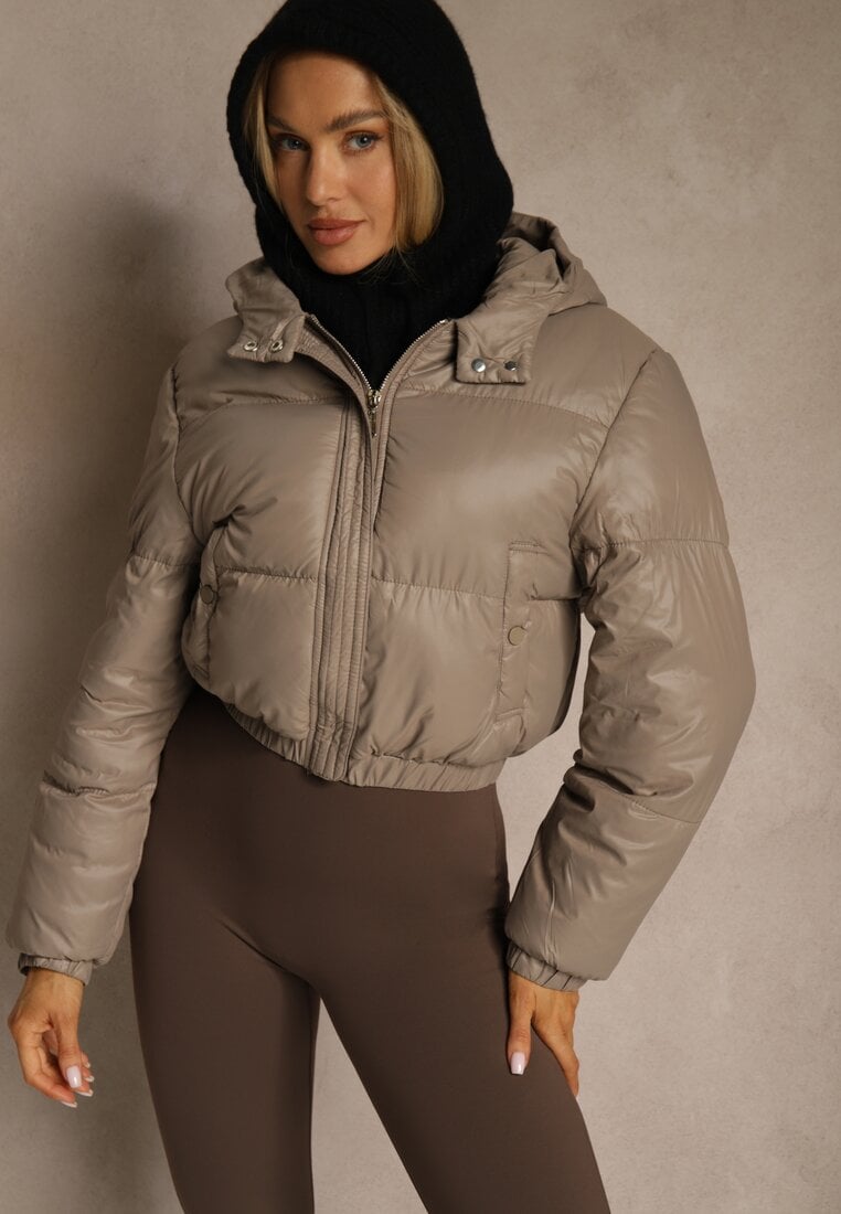 Jachetă Gri închis Matlasată cu glugă nedetașabilă cu croială scurtă Tinneira