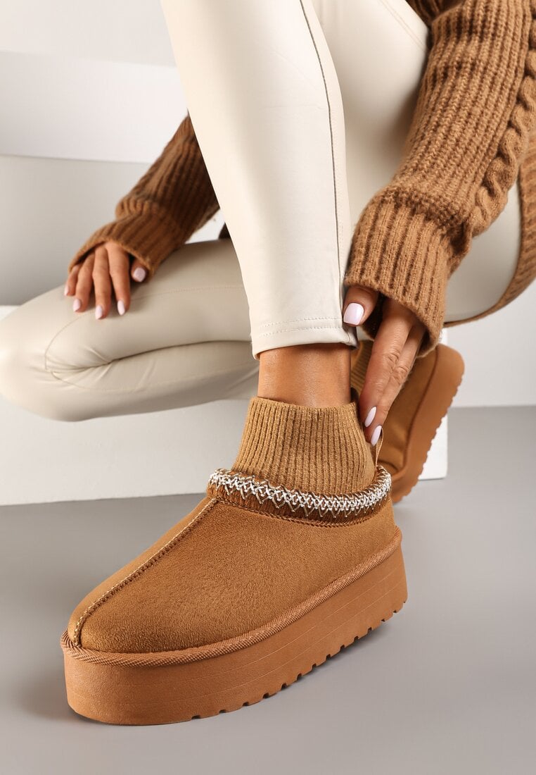 Ghete de zăpadă Marouri cu Platformă cu Broderie și Gambă Ajustată Sintitia