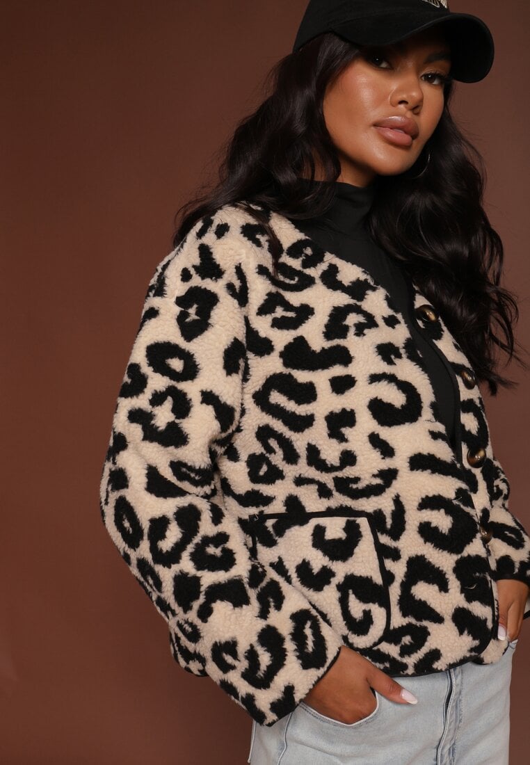 Geacă Bej de blană Decorată cu buzunare Sewiala