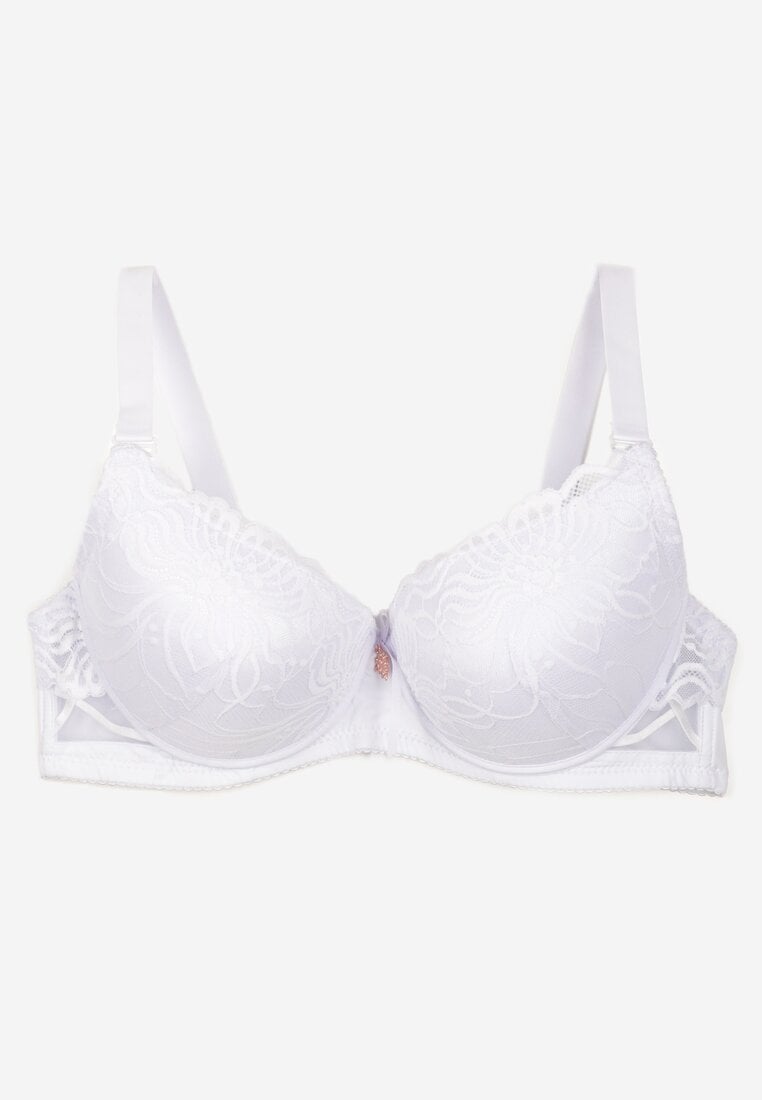 Sutien Alb Dantelat cu croială Full Cup cu fundiță decorativă Doriri