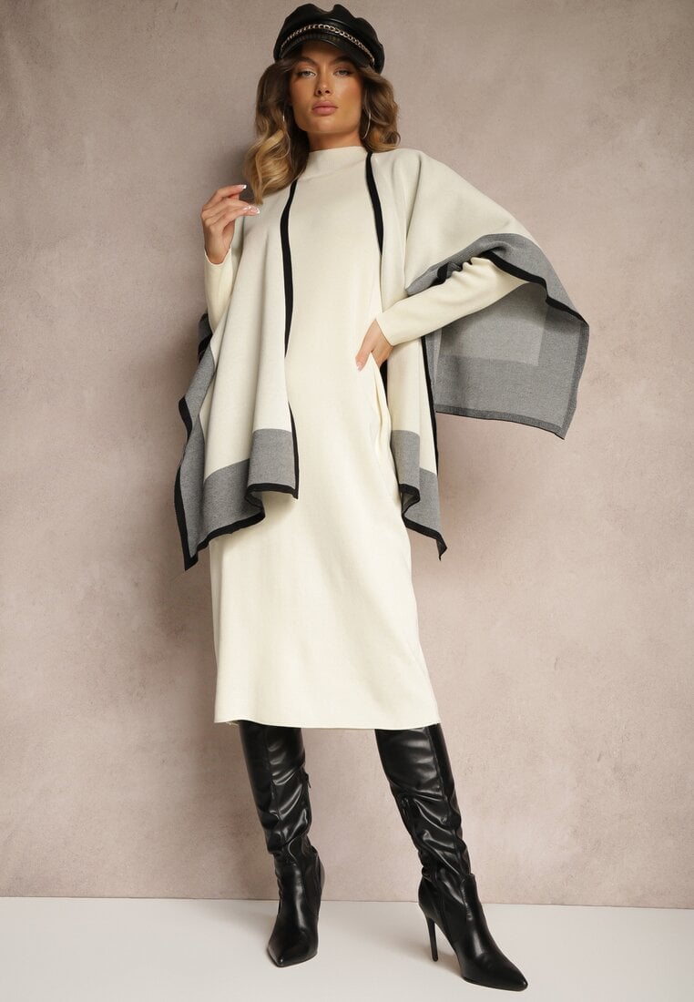 Compleu Bej deschis din tricot din viscoză Rochie și Cardigan Ilandriel