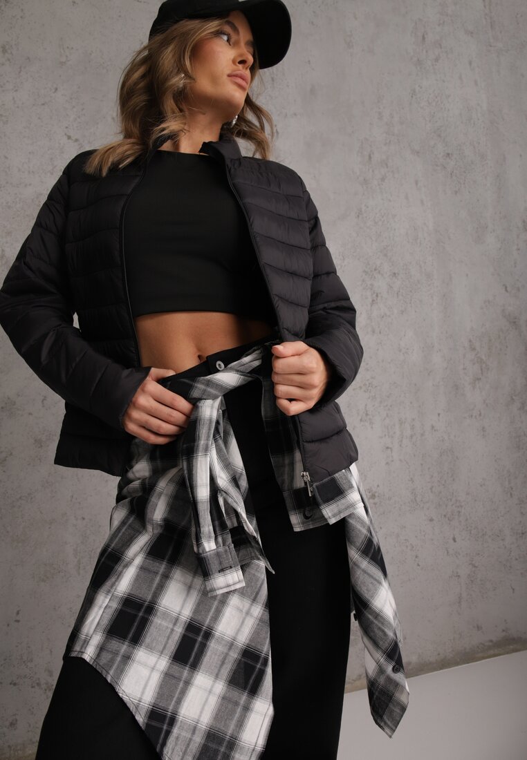 Geacă Neagră Casuală Decorată Cu Matlasare Nelionea