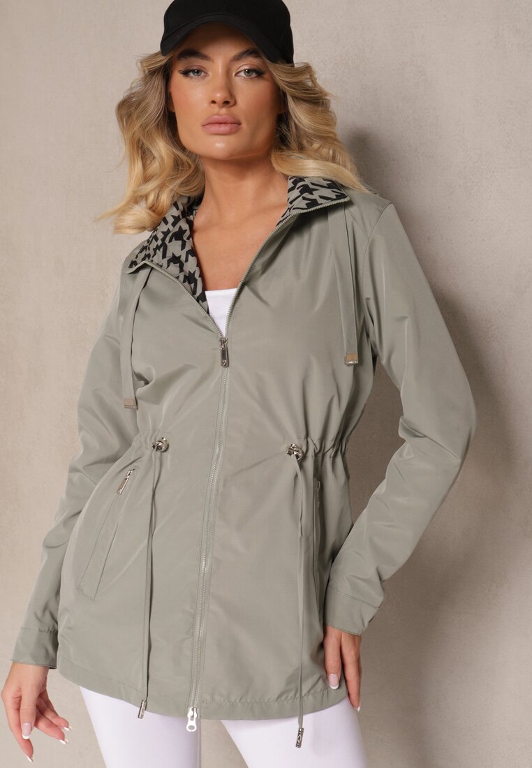 Geacă Verde închis Stil Parka cu șnur în talie Arivienne