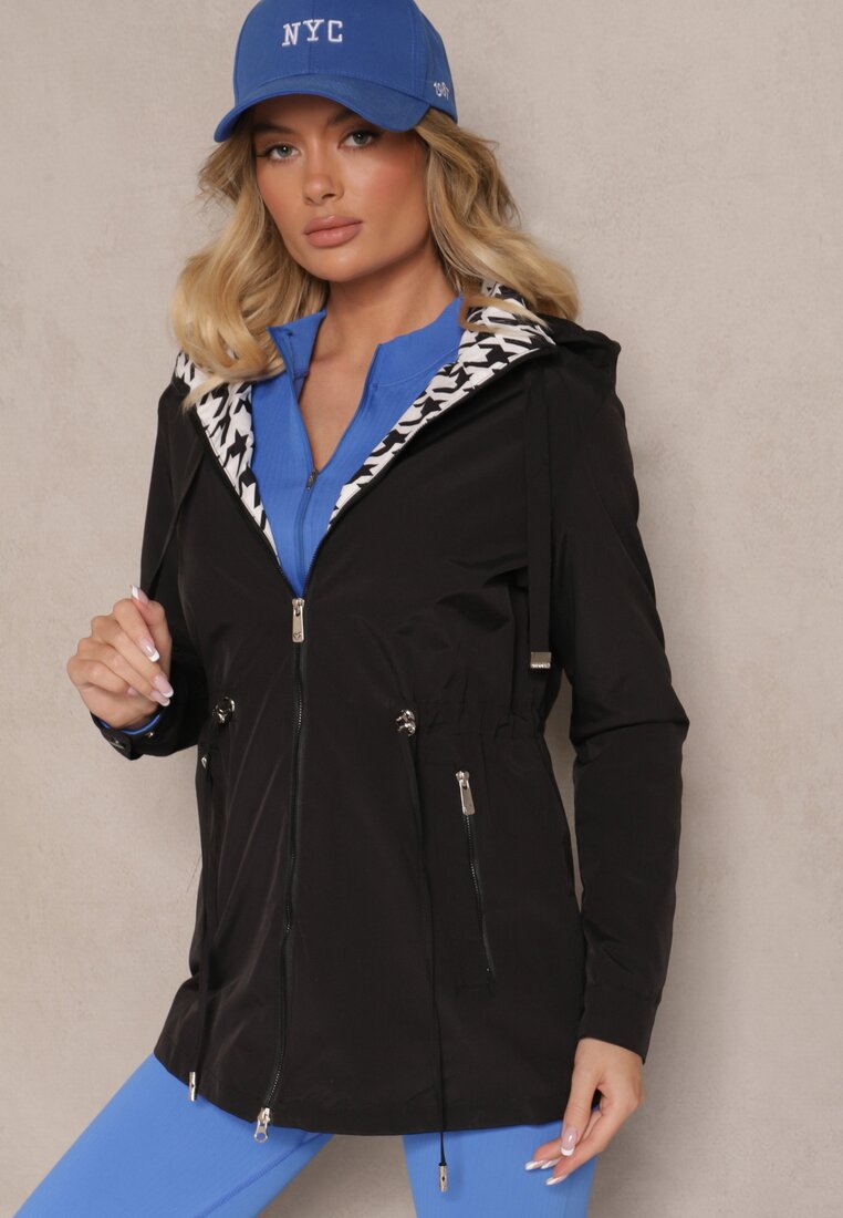 Geacă Neagră în stil Parka cu șnur în talie Arivienne