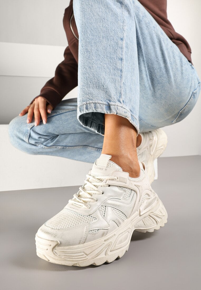 Adidași Bej în Stil Streetwear cu Talpă cu Imprimeuri Neodeoriel