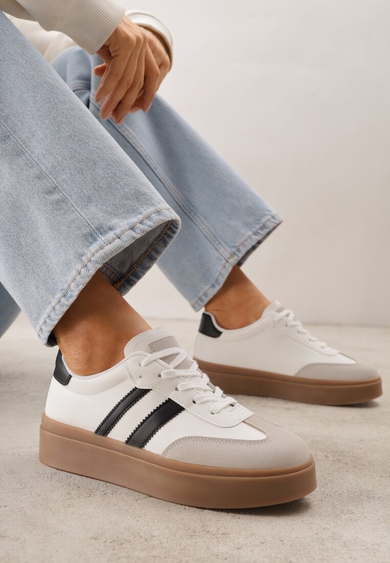 Adidași Teniși Alb-Negru Decorați cu Dungi Sovresia