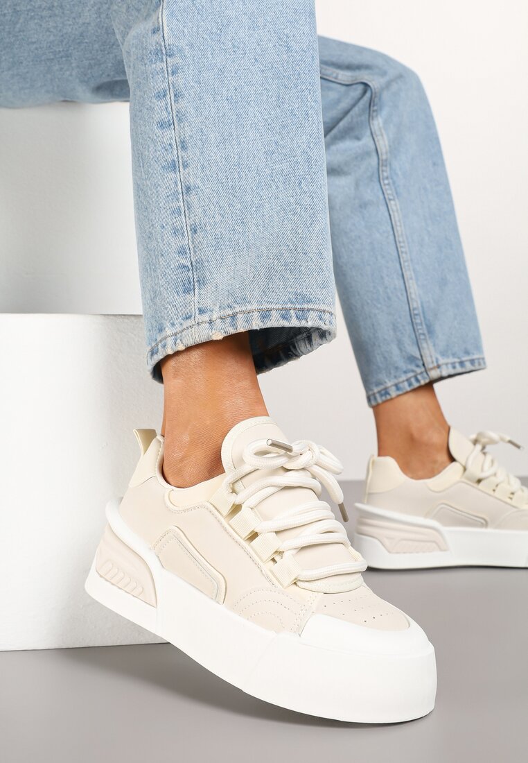 Sneakers Bej De Streetwear Cu Platformă Danenith