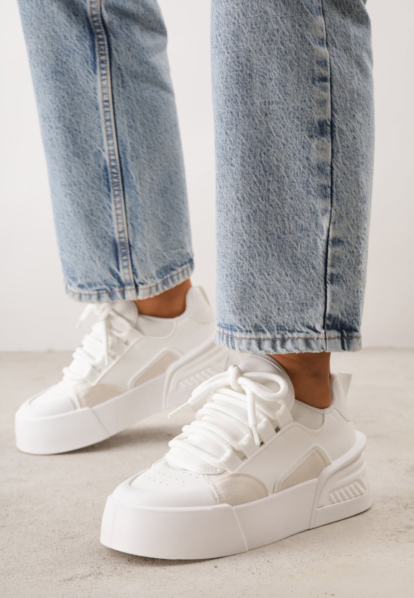 Adidași Streetwear Albi cu platformă Danenith