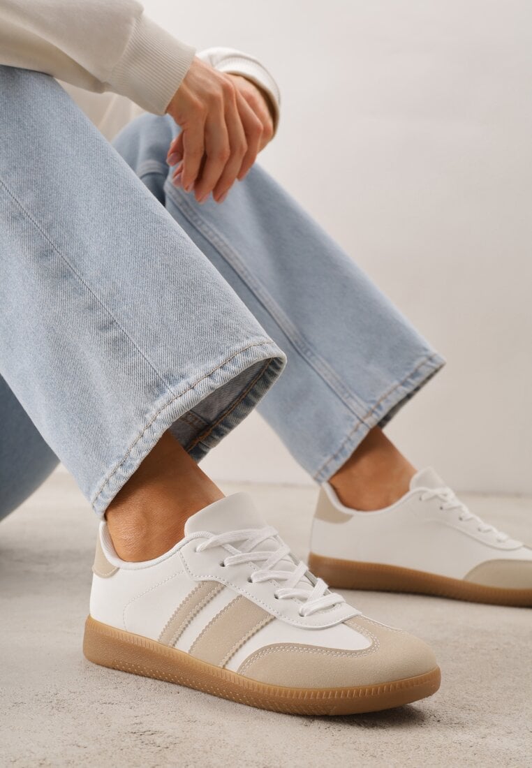 Adidași Bej și Alb în stil Tenis cu dungi Danareth