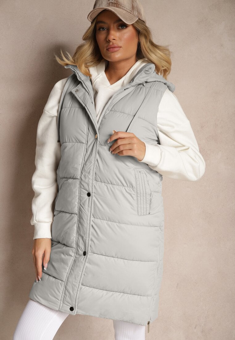 Vestă Verde Matlasată cu Glugă Decorată cu Șnururi Eleandra