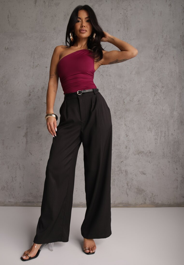 Pantaloni Negri cu talie înaltă de costum cu croială largă Silzemia