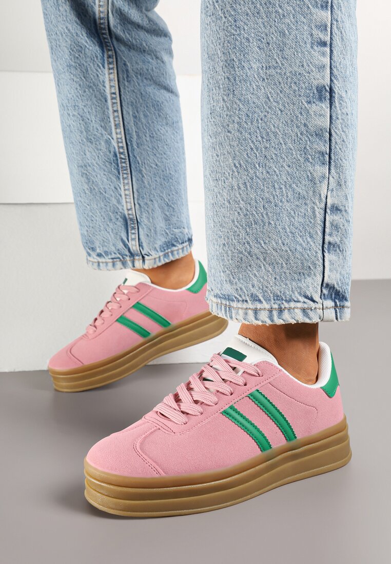 Adidași Clasici Roz închis pe platformă joasă Terilee