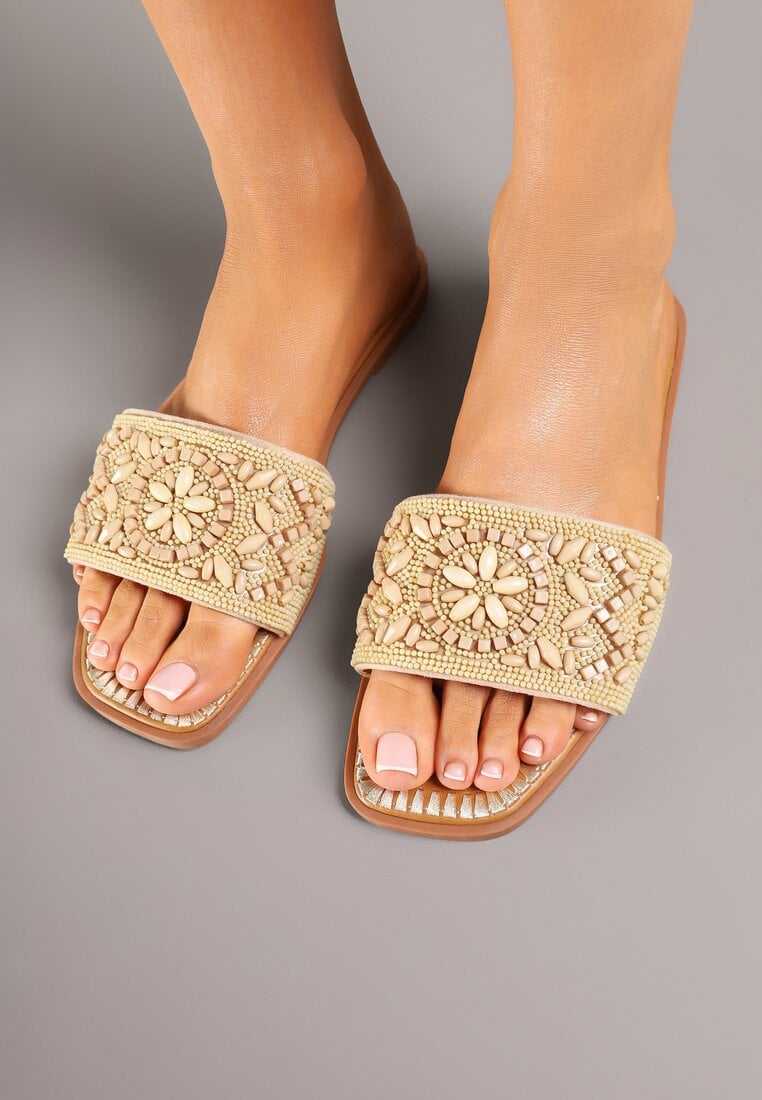 Papuci Bejge cu Mărgele Decorative Tatiliris