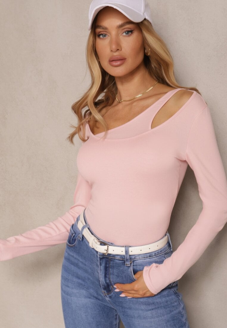 Bluză roz cu croială asimetrică Tatorella