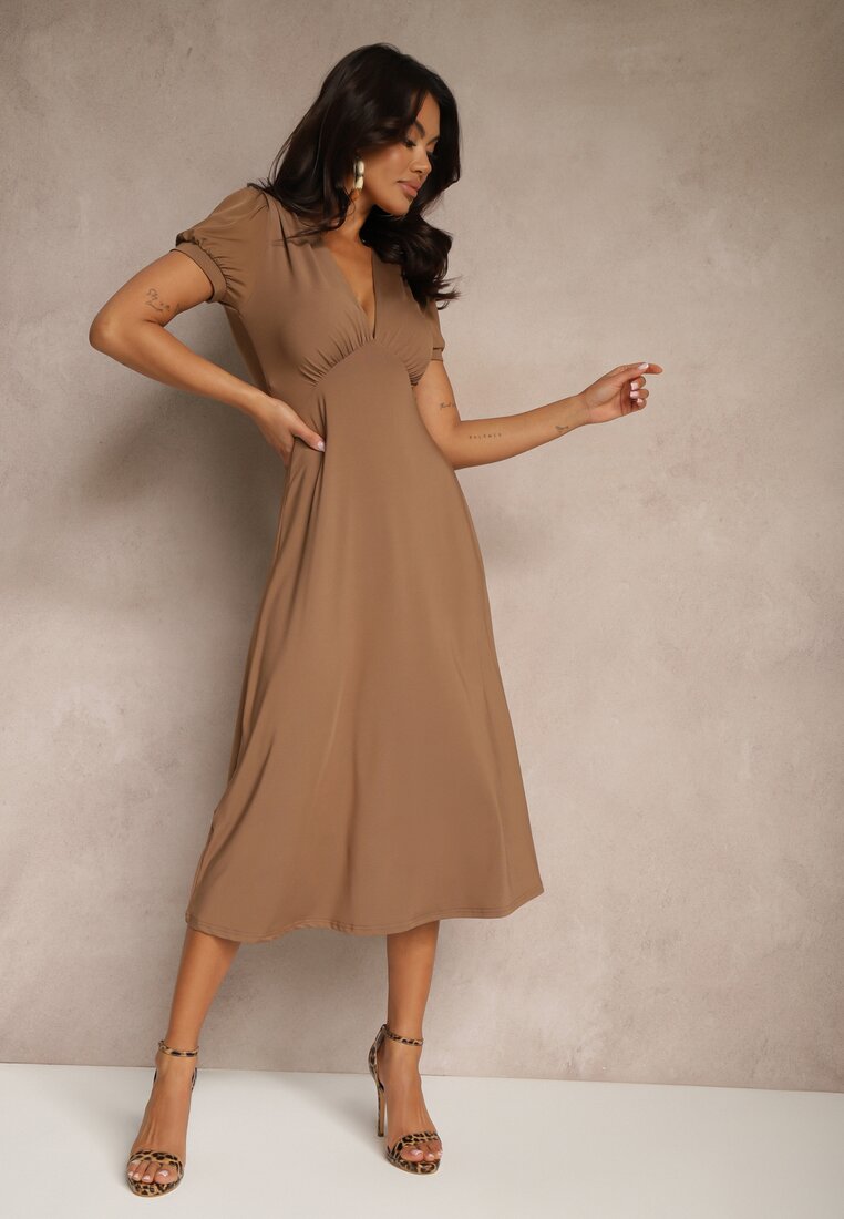 Rochie Maro Cloș De Cocktail cu Viscoză cu Umeri Întăriți Mimiza