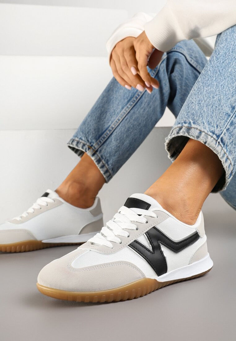 Sneakers Alb-Negri în stil tenis Decorați cu Aplicație Tanelis