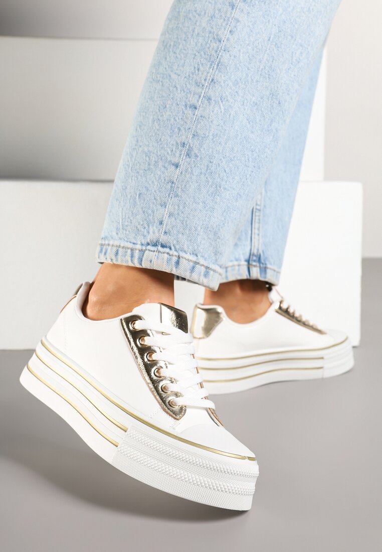 Tenisi Albi-Aurii cu Platformă Stil Casual Ravilne