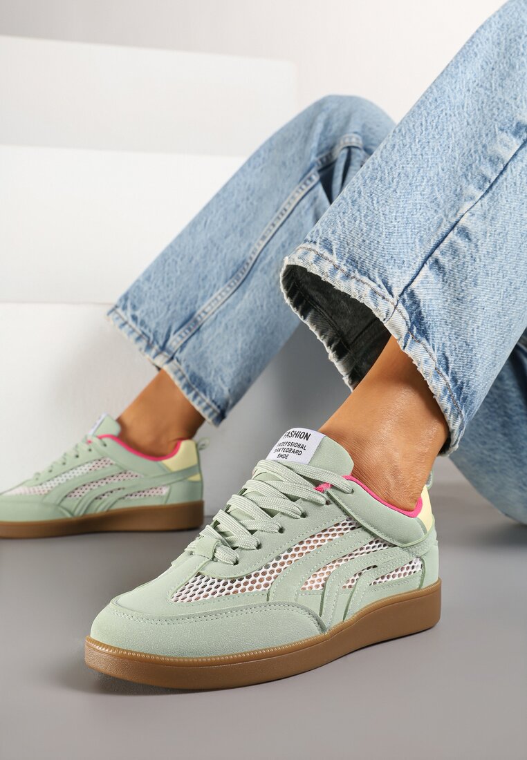 Adidași Verde deschis cu Inserții de Plasă și Curele pe Lateral Garisen