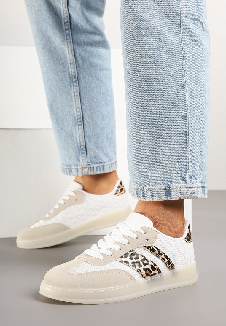 Adidași Clasici Bej-imprimeu leopard cu talpă semitransparentă Niniel