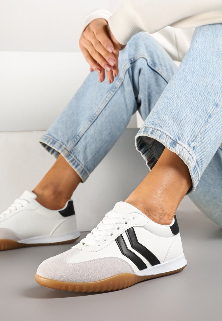 Adidași Albi în Stil de Tenisi cu Benzi pe Lateral Aitoria