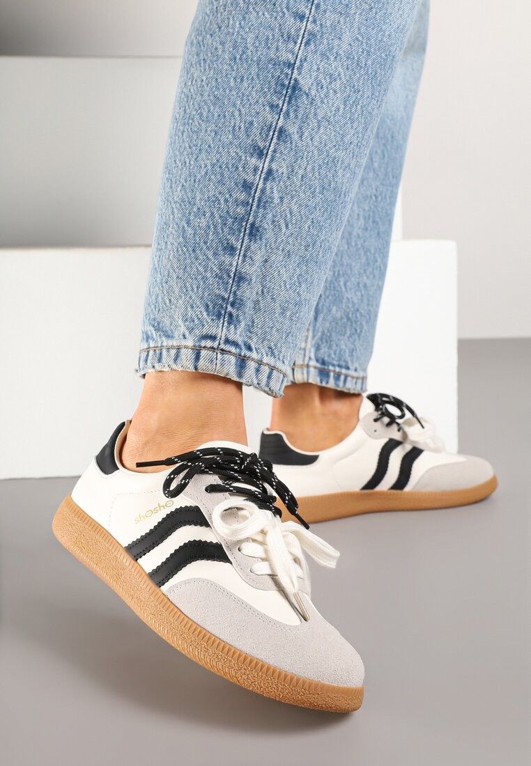 Sneakersy Bej-Negru Teniși Iconici cu șireturi suplimentare Zarinoa