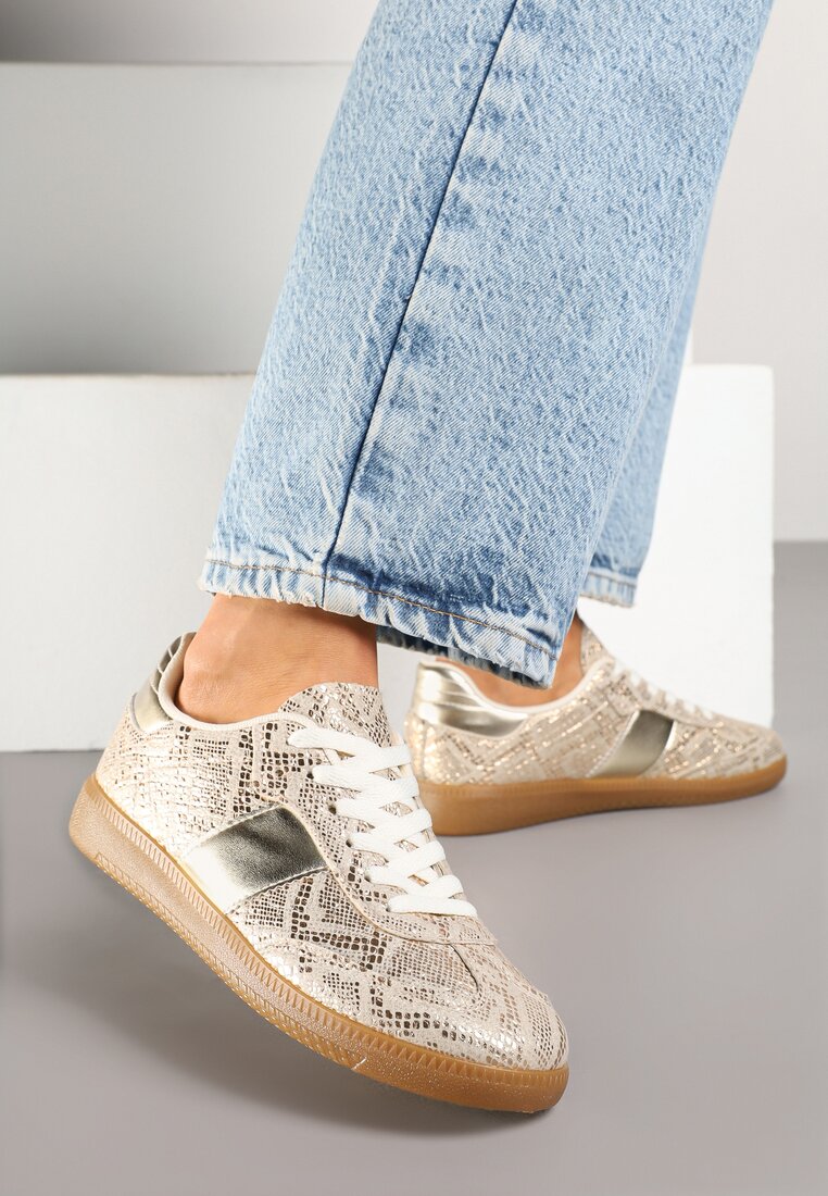 Sneakers Aurii cu imprimeu de șarpe în stilul iconic Neolithaen