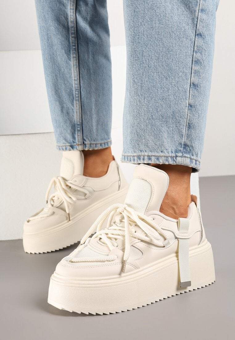 Adidași Bej pe Platformă Decorați cu Șireturi Vilvia