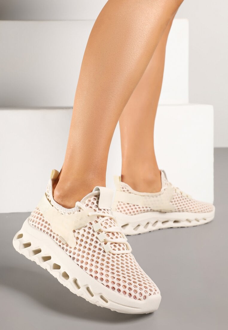 Pantofi sport Bej Sneakers Din plasă cu platformă în relief Lurilia