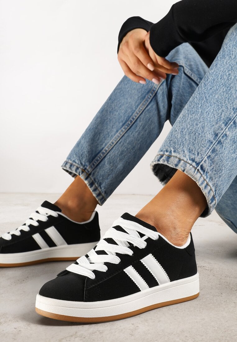 Adidași Negri Decorați Cu motiv de dungi Flortewi