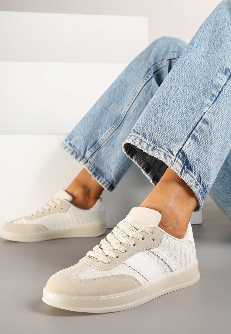 Sneakers Bej Teniși Decorați cu Benzi Amodira