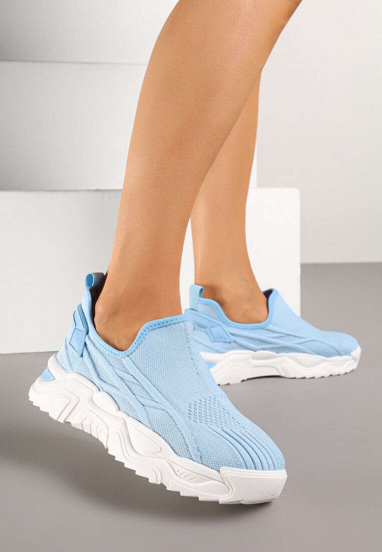 Adidași Sport Albastru deschis din plasă slip-on decorați cu ștanțări Nusadela