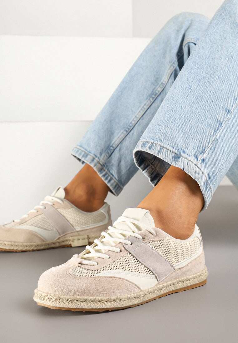 Adidași Bej Tip Tenisi Iconici Decorați cu cusături Grelloti