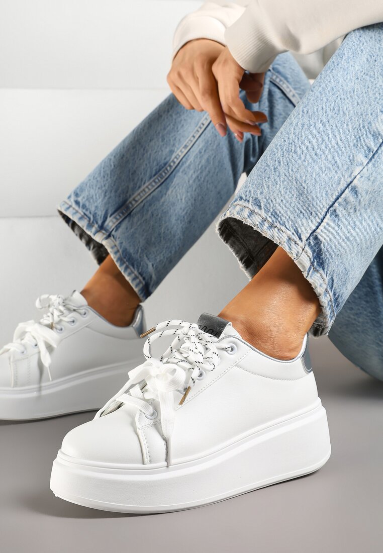 Adidași Alb-Argintiu cu Șiret Dublu Zdivoria