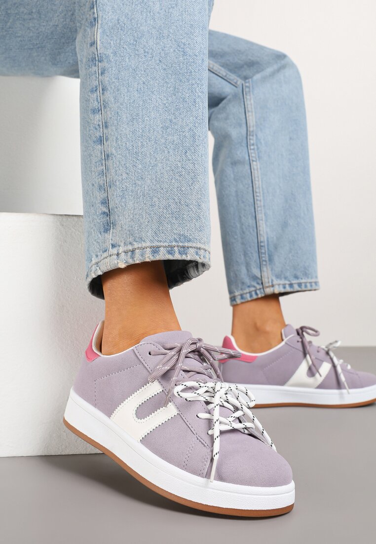 Sneakers violet decorați cu motiv geometric Telindrela