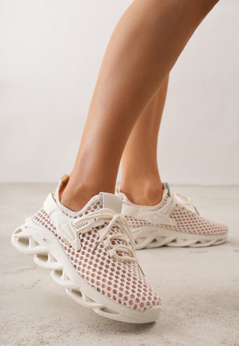 Pantofi sport Bej Sneakers pe platformă Decorată cu embosare Teliriella