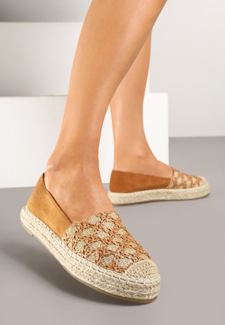 Espadrile Maro deschis Decorate cu Împletituri și Motiv geometric Sdivoria