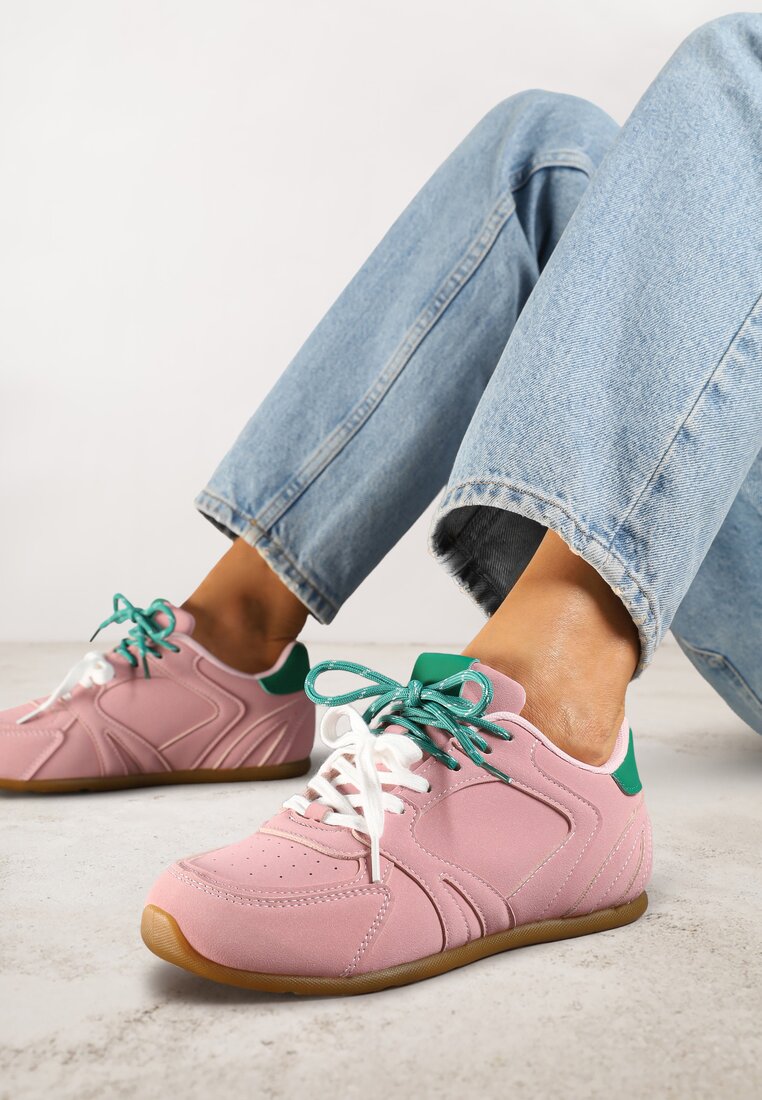 Adidași Roz Decorați cu cusături și șireturi duble Telisaria