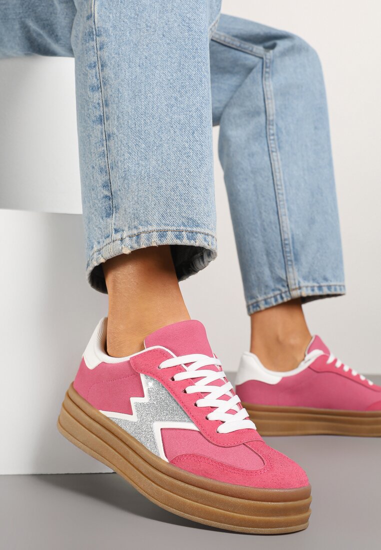 Sneakers Fucsia stil tenis Decorați cu Model Geometric Tolivanna