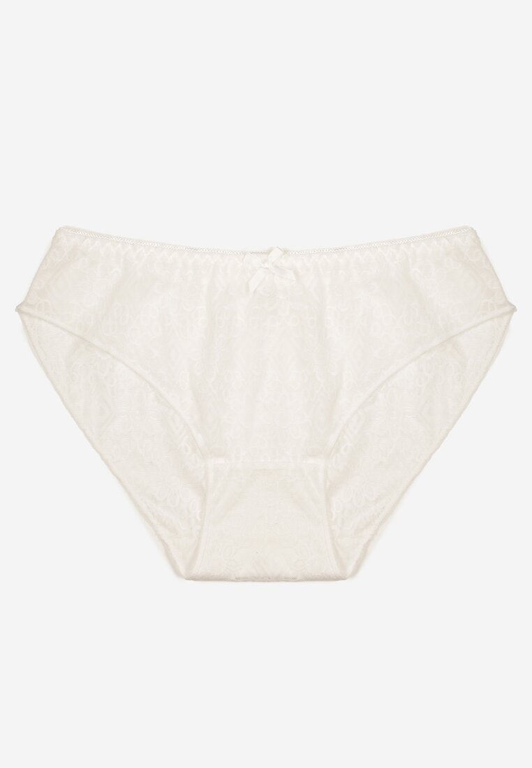 Chiloți clasici albi din dantelă cu fundiță decorativă Nilwia