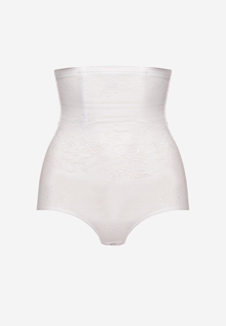 Chiloți modelatori Albi Talie înaltă Decorați cu model floral în relief Vivirianne