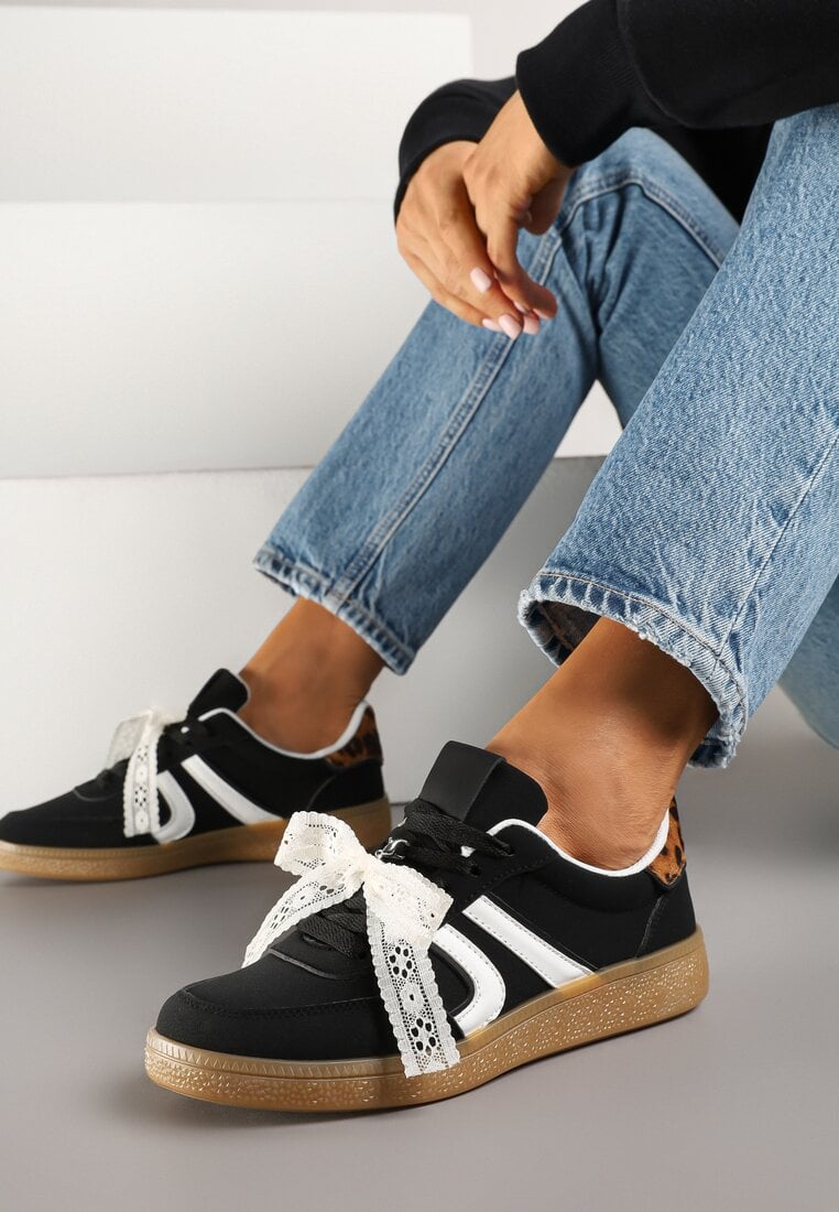 Adidași Negri Tip Teniși Iconici cu Panglică Decorativă Detașabilă Korilinda