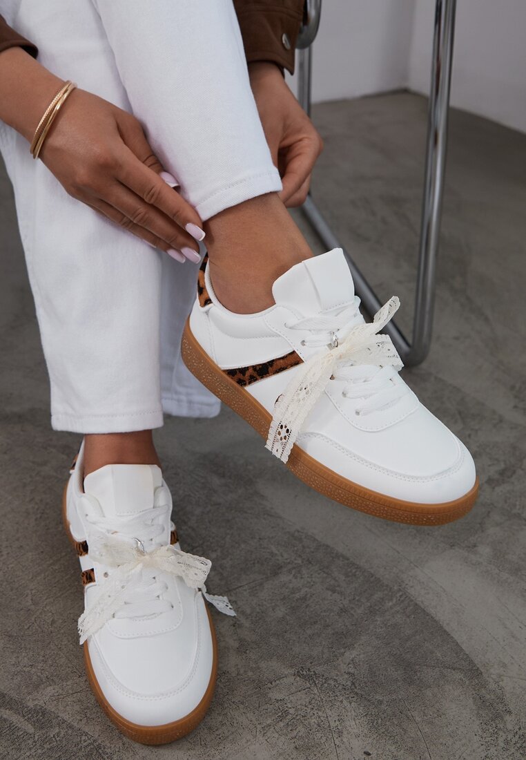 Adidași Albi Tip Teniși Iconici cu Fundă Decorativă Detașabilă Korilinda