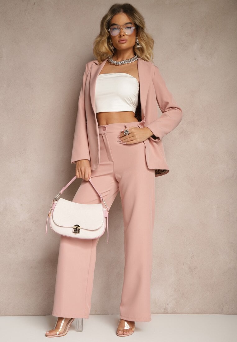 Pantaloni de costum Roz High Waist Viviorea