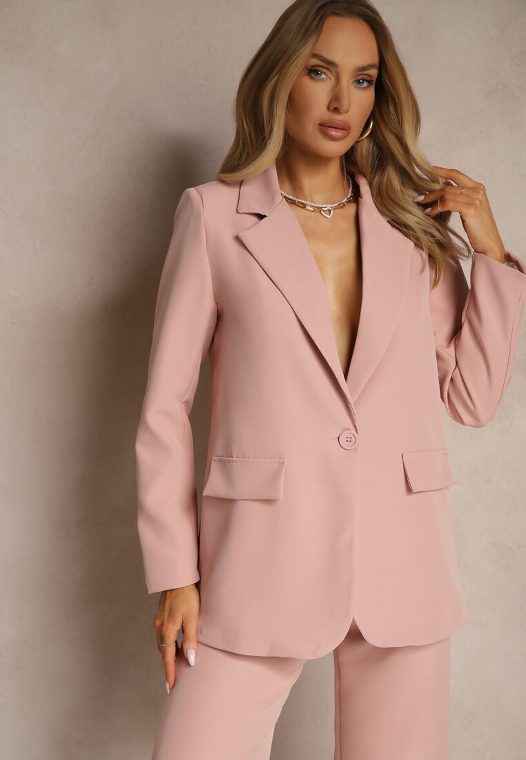 Sacou Roz Pătrat cu Imitație de Buzunare Vivisae