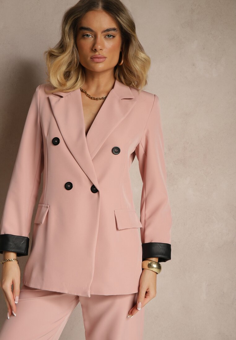 Sacou Taliat Roz Decorat cu Revere Evelhiria