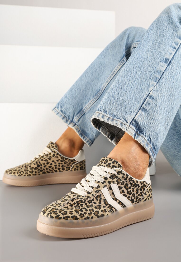 Teniși Sneakers cu imprimeu leopard, decorați cu benzi Falovinia
