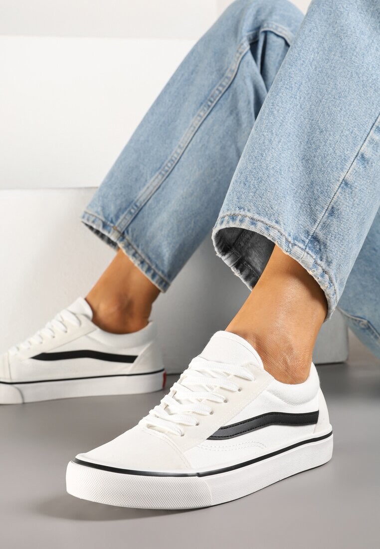 Tenisi Alb-Negru cu Patch Lateral Simeris