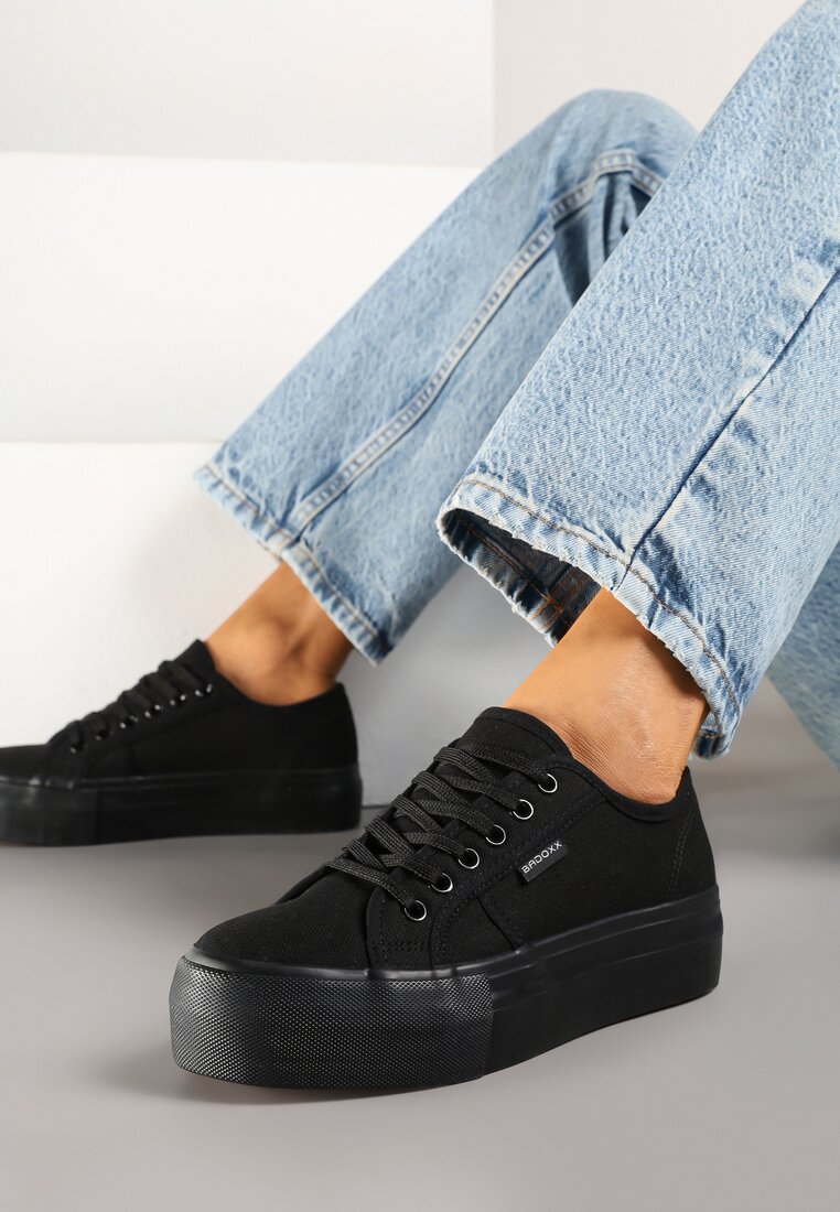 Adidași Negri Basic cu platformă Mailiselle