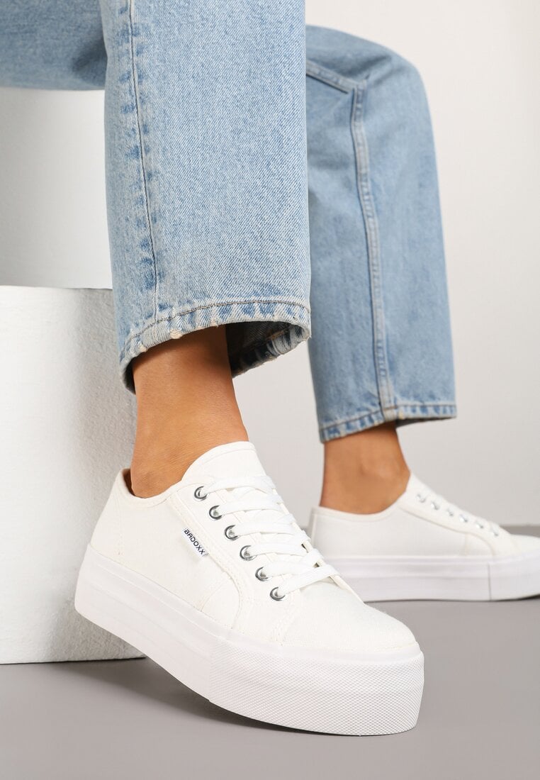 Tenisi Basic Albe cu platformă Mailiselle